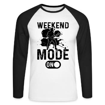 Weekend Mode On - Bass Guitarist Bass Guitar Playe - Unisex Baseballshirt langarm - Weiß/Schwarz - Vorne - Nik (191cm)