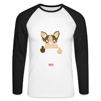 Glückwunsch zu Deiner FLucht, Jobwechsel Abschieds - Unisex Baseballshirt langarm - Weiß/Schwarz - Vorne - Nik (191cm)
