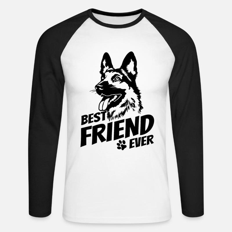 Schäferhund - bester Freund - Hundebesitzer - Unisex Baseballshirt langarm - Weiß/Schwarz