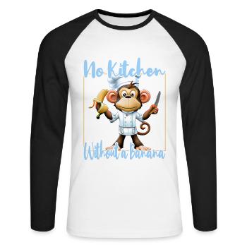 Küchenaffe Banana Vibes - Unisex Baseballshirt langarm - Weiß/Schwarz - Vorne - Nik (191cm)