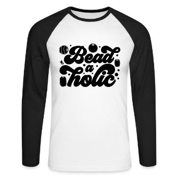Beadaholic Beading Jewelry Making Beadwork Beader - Unisex Baseballshirt langarm - Weiß/Schwarz - Vorne - Nik (191cm)