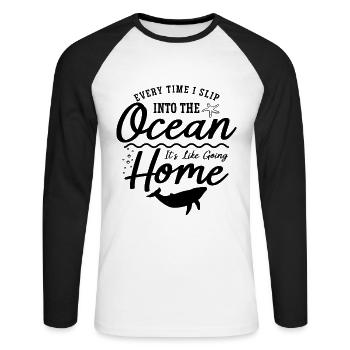 Every Time I Slip Marine Science Marine Biologist - Unisex Long Sleeve Baseball T-Shirt - white/black - Front - Nik (191cm)