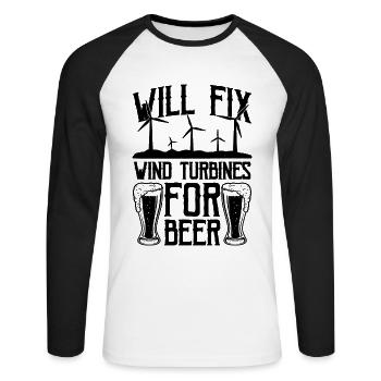 Will Fix Wind Renewable Energy Turbine Technician - Unisex Baseballshirt langarm - Weiß/Schwarz - Vorne - Nik (191cm)