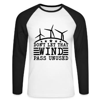 Don't Let That Wind Electricity Turbine Technician - Unisex Baseballshirt langarm - Weiß/Schwarz - Vorne - Nik (191cm)