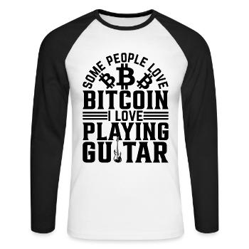 Some People Love Bitcoin I Love Playing Guitar - Unisex Baseballshirt langarm - Weiß/Schwarz - Vorne - Nik (191cm)