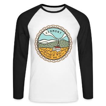 Vermont, États-Unis - T-shirt baseball manches longues Homme - blanc/noir - Devant - Nik (191cm)