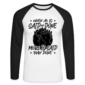 Quand tout est dit et militant pour le climat de l’environnement - T-shirt baseball manches longues Homme - blanc/noir - Devant - Nik (191cm)