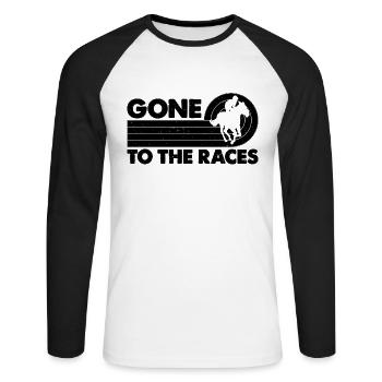 Gone To The Retro Horseback Riding Horse Racer - Unisex Baseballshirt langarm - Weiß/Schwarz - Vorne - Nik (191cm)