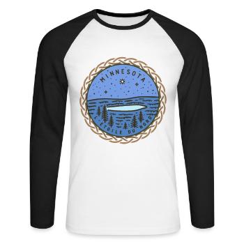 Minnesota, USA - Unisex Long Sleeve Baseball T-Shirt - white/black - Front - Nik (191cm)