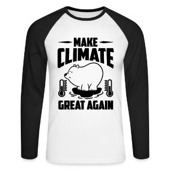 Make Climate Great Science Global Warming Advocate - Unisex Long Sleeve Baseball T-Shirt - white/black - Front - Nik (191cm)