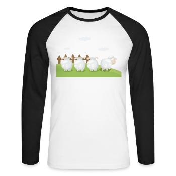 Sheep - Unisex Long Sleeve Baseball T-Shirt - white/black - Front - Nik (191cm)