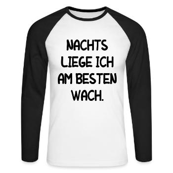 Müde Schlaflos Wach Bleiben Mitarbeiter Geschenk - Unisex Baseballshirt langarm - Weiß/Schwarz - Vorne - Nik (191cm)