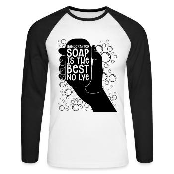 Handcrafted Soap Is The Essential Oils Soap Maker - Unisex Baseballshirt langarm - Weiß/Schwarz - Vorne - Nik (191cm)