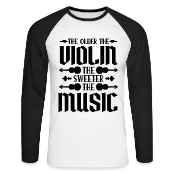 The Older The Violin Musical Instrument Violinist - Unisex Long Sleeve Baseball T-Shirt - white/black - Front - Nik (191cm)