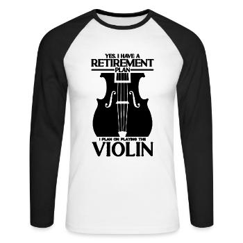 Oui J’ai un plan de retraite Note de musique Violoniste - T-shirt baseball manches longues Homme - blanc/noir - Devant - Nik (191cm)