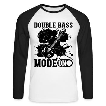Double Bass Mode On - Contrebasse Contrebassiste - T-shirt baseball manches longues Homme - blanc/noir - Devant - Nik (191cm)