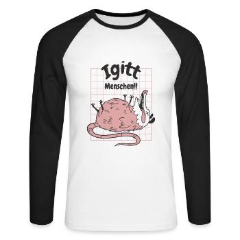 Igitt Menschen Lustiges Spruch T-shirt Opossum - Unisex Baseballshirt langarm - Weiß/Schwarz - Vorne - Nik (191cm)