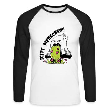Igitt Menschen Lustiges Spruch T-shirt Geist - Unisex Baseballshirt langarm - Weiß/Schwarz - Vorne - Nik (191cm)