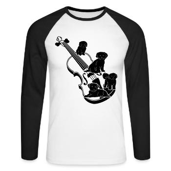 Double bassiste Dog Owner Double Bassiste Dog Lo - T-shirt baseball manches longues Homme - blanc/noir - Devant - Nik (191cm)