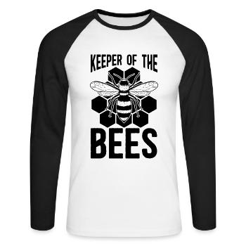 Keeper Of The Bees Beekeeping Honeybee Beekeeper - Unisex Baseballshirt langarm - Weiß/Schwarz - Vorne - Nik (191cm)