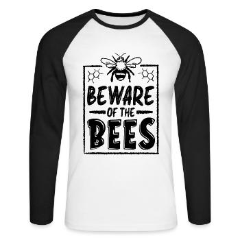 Méfiez-vous des abeilles apiculteur apiculteur apiculteur - T-shirt baseball manches longues Homme - blanc/noir - Devant - Nik (191cm)
