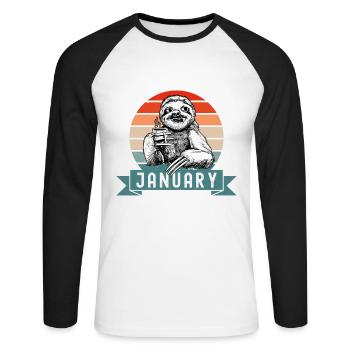 Legends Were Born In January 1988 Sloth Sloth - Unisex Long Sleeve Baseball T-Shirt - white/black - Front - Nik (191cm)