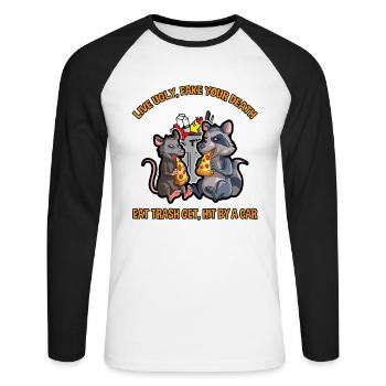 Opossum saying for animal lovers and possum - Unisex Long Sleeve Baseball T-Shirt - white/black - Front - Nik (191cm)
