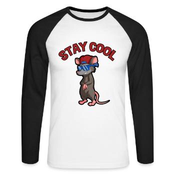 Opossum Design für Possum Fans und Opossum Fans - Unisex Baseballshirt langarm - Weiß/Schwarz - Vorne - Nik (191cm)