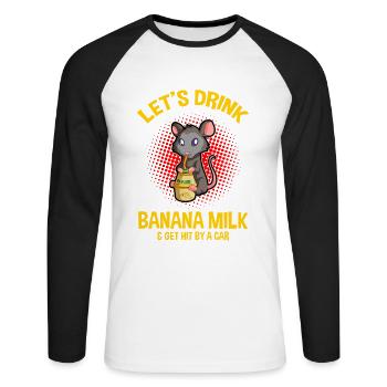 Opossum Spruch für Tierliebhaber und Possum - Unisex Baseballshirt langarm - Weiß/Schwarz - Vorne - Nik (191cm)