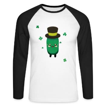 saint patrick's day - Cucumber - Unisex Long Sleeve Baseball T-Shirt - white/black - Front - Nik (191cm)