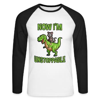 Opossum Design für Possum Fans und Opossum Fans - Unisex Baseballshirt langarm - Weiß/Schwarz - Vorne - Nik (191cm)