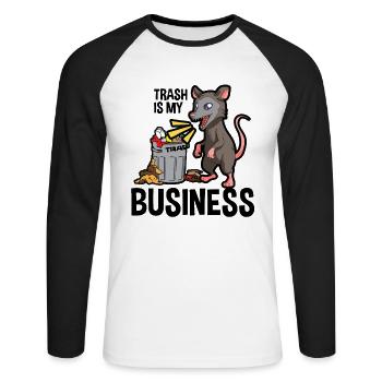 Opossum Design für Possum Fans und Opossum Fans - Unisex Baseballshirt langarm - Weiß/Schwarz - Vorne - Nik (191cm)