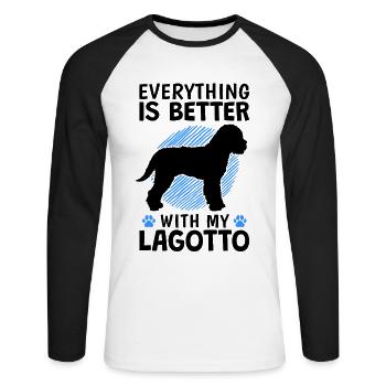 Everything better with Lagotto Romagnolo Truffle Dog - Unisex Long Sleeve Baseball T-Shirt - white/black - Front - Nik (191cm)