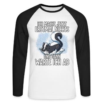Langschläfer Stinktier Müde Schlaf - Unisex Baseballshirt langarm - Weiß/Schwarz - Vorne - Nik (191cm)
