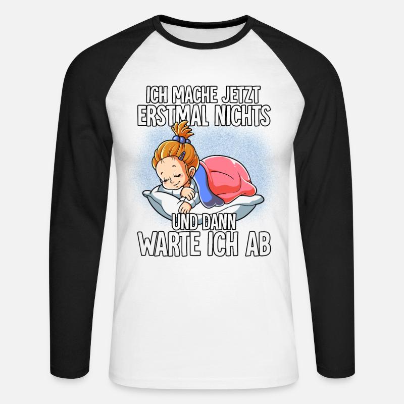Langschläfer Mädchen Müde Schlaf - Unisex Baseballshirt langarm - Weiß/Schwarz