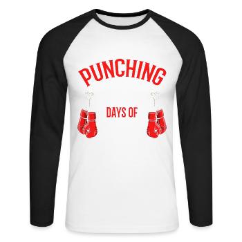 Punching 100 Days of School Sports Boxing Gloves - Unisex Long Sleeve Baseball T-Shirt - white/black - Front - Nik (191cm)