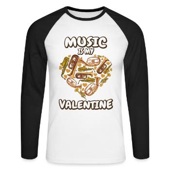 Musik am Valentinstag - Unisex Baseballshirt langarm - Weiß/Schwarz - Vorne - Nik (191cm)