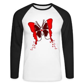 Drapeau du Canada - T-shirt baseball manches longues Homme - blanc/noir - Devant - Nik (191cm)