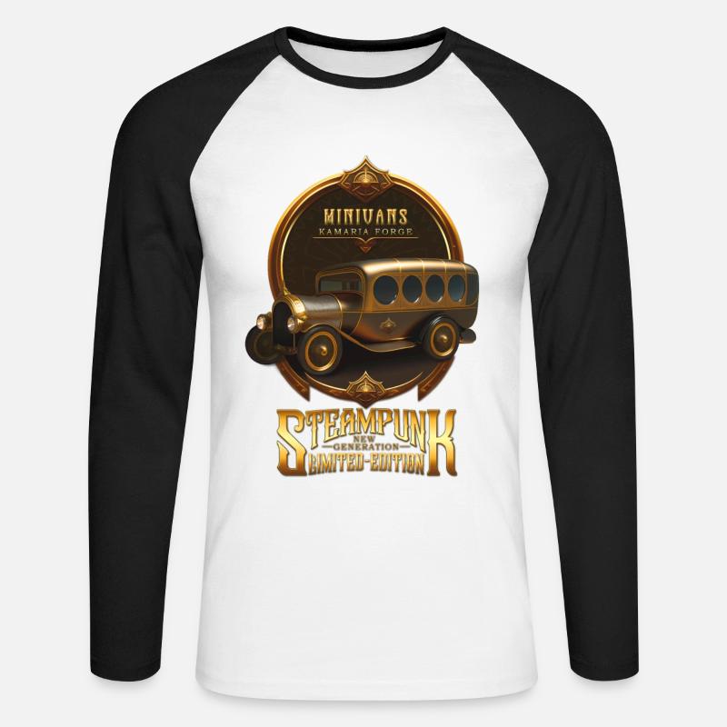 STEAMPUNK OLDTIMER OLDTIMER RETRO VAN - Unisex Baseballshirt langarm - Weiß/Schwarz