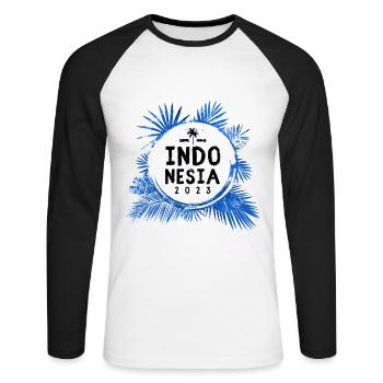 Indonesia 2023 Colorful - Unisex Long Sleeve Baseball T-Shirt - white/black - Front - Nik (191cm)