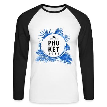Phuket 2023 Bunt - Unisex Baseballshirt langarm - Weiß/Schwarz - Vorne - Nik (191cm)