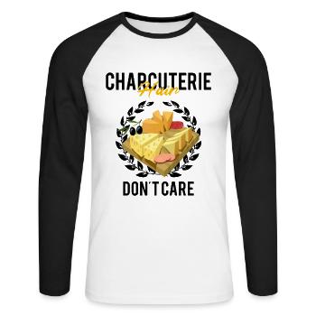 Design de charcuterie pour les fromagers - T-shirt baseball manches longues Homme - blanc/noir - Devant - Nik (191cm)