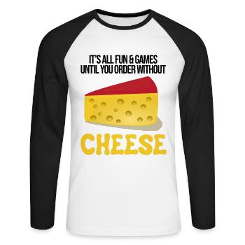 Gouda lovers for smoked Gouda - Unisex Long Sleeve Baseball T-Shirt - white/black - Front - Nik (191cm)