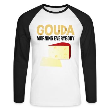 Smoked Gouda design and Gouda gourmet - Unisex Long Sleeve Baseball T-Shirt - white/black - Front - Nik (191cm)
