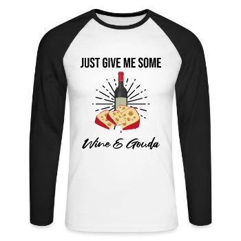 Gouda lovers for smoked Gouda - Unisex Long Sleeve Baseball T-Shirt - white/black - Front - Nik (191cm)