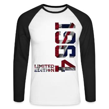 ENGLAND LIMITED EDITION 1964 UK 62ND BIRTHDAY - Unisex Long Sleeve Baseball T-Shirt - white/black - Front - Nik (191cm)