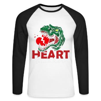 Anti-valentinstag Single Herzensbrecher T-rex - Unisex Baseballshirt langarm - Weiß/Schwarz - Vorne - Nik (191cm)