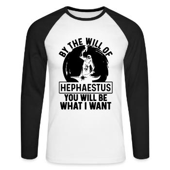 Par la volonté d’Héphaïstos forgerons ferronniers - T-shirt baseball manches longues Homme - blanc/noir - Devant - Nik (191cm)