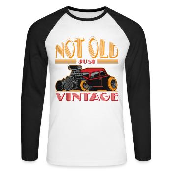 Hot Rods Vintage- Oldtimer - Unisex Baseballshirt langarm - Weiß/Schwarz - Vorne - Nik (191cm)