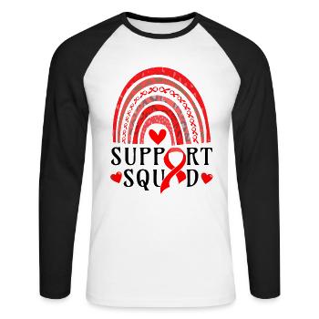 Maladie cardiaque du ruban rouge arc-en-ciel - T-shirt baseball manches longues Homme - blanc/noir - Devant - Nik (191cm)